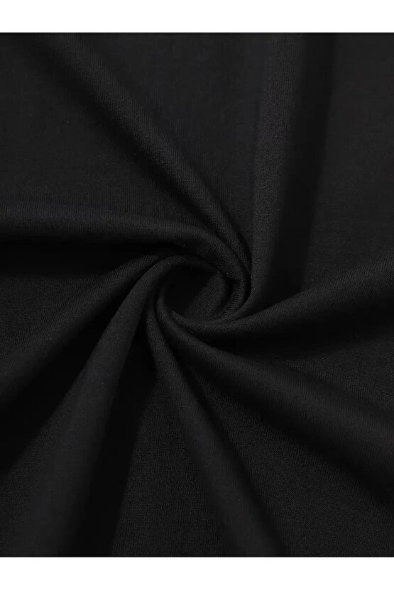 201 Penye Compack Palmiye Ön Baskılı Oversize Bisiklet Yaka Kısa Kol Yazlık T-shirt - Siyah