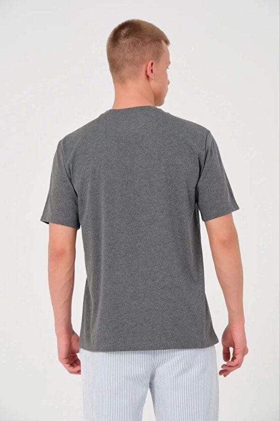 Erkek 241 Düz A Kalite Oversize T-shirt - Antrasit