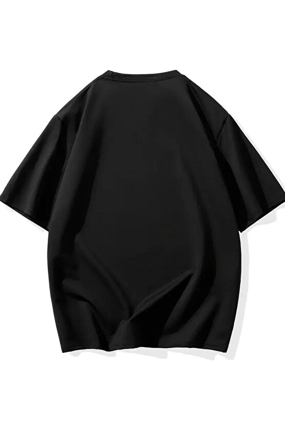 neden Bana Bakıyorsun? Komik Kedi Grafik Tişört - Dijital Baskılı Siyah Bol Kesim Streetwear Tişör