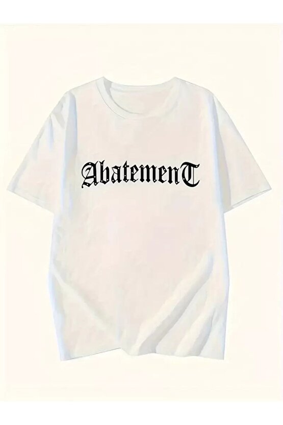 Örümcek Ağı Desenli Baskılı Oversize Bisiklet Yaka T-shirt - Beyaz