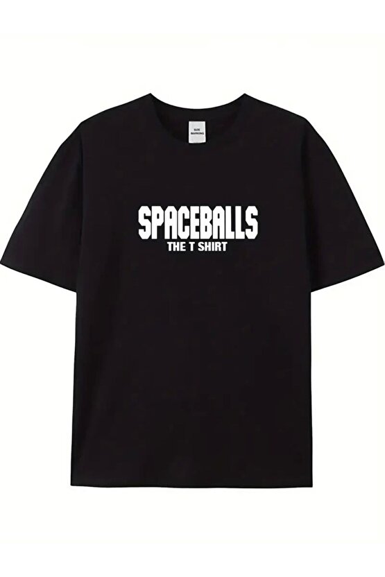 201 Penye Compack SPACEBALLS Erkek Baskılı Oversize Bisiklet Yaka Kısa Kol Yazlık T-shirt - Siyah