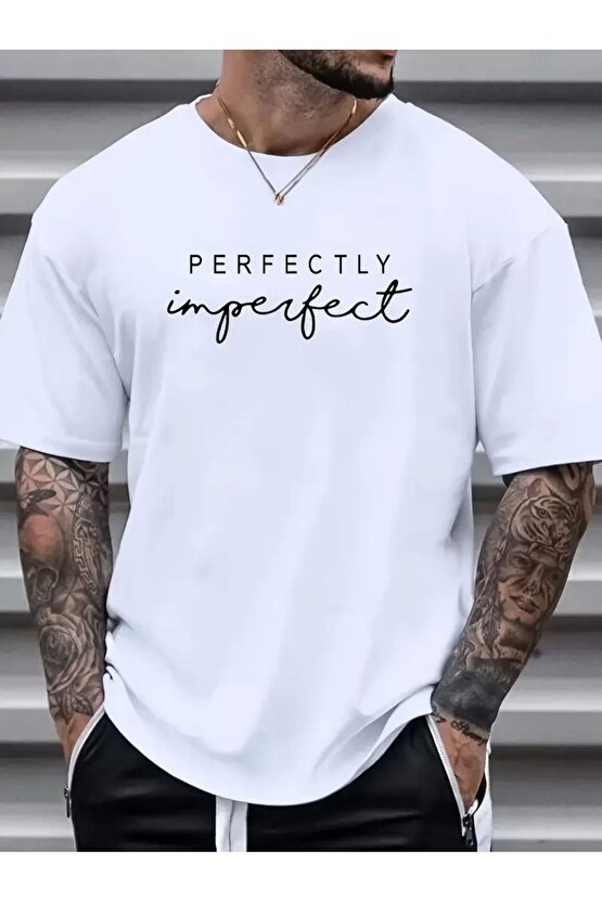 Mra Fashion Fiyonk Baskılı Oversize Bisiklet Yaka T-shirt - Beyaz