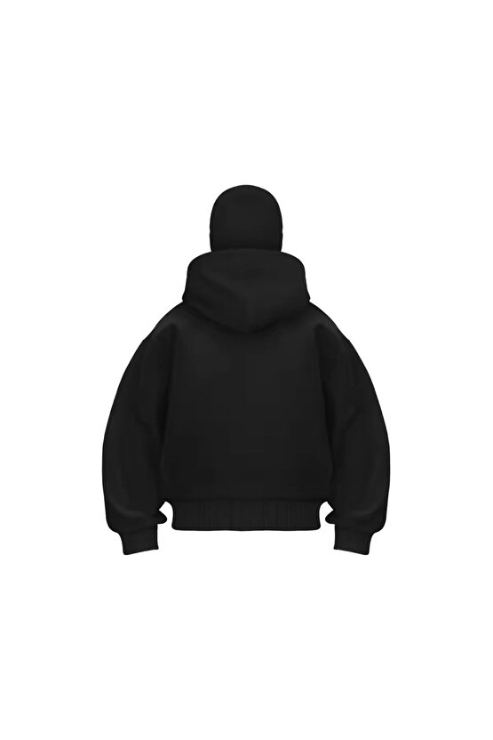 Moda Shop & Butik Samuray Zıp Fermuarlı Kapüşonlu Sweatshirt- Siyah
