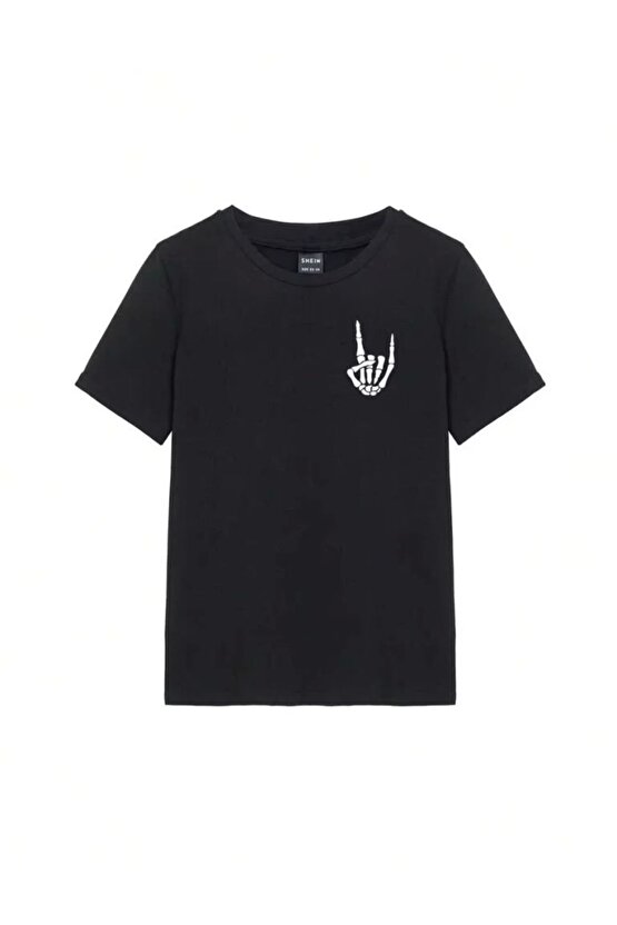 Baskılı Kadın T-shirt - Siyah