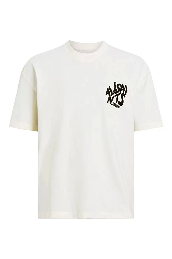 Erkek Baskılı Oversize T-shirt - Beyaz