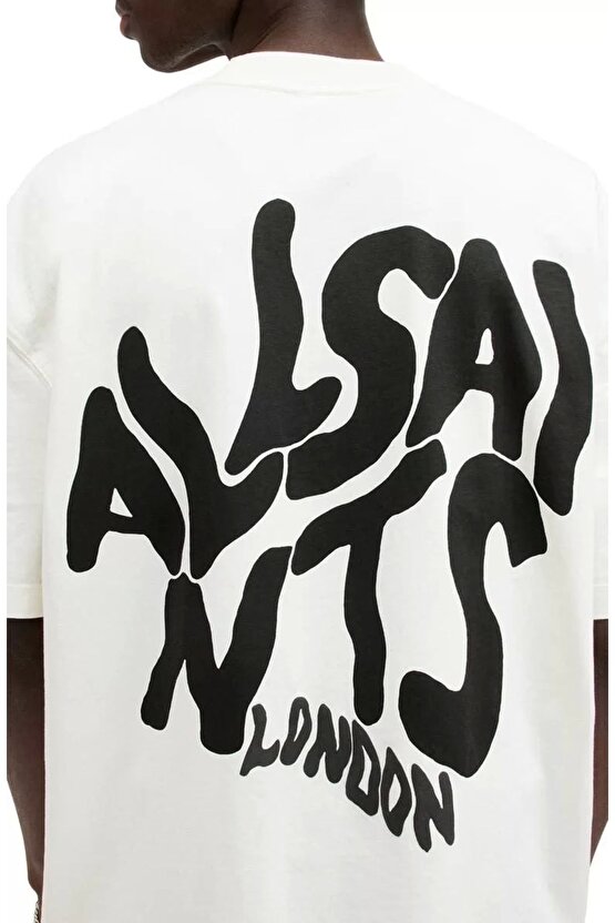 Erkek Baskılı Oversize T-shirt - Beyaz