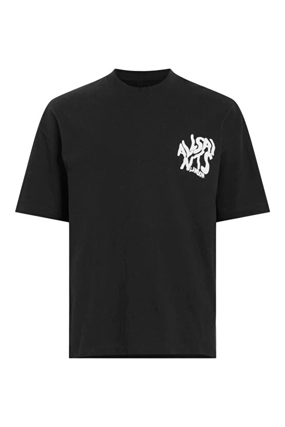 Erkek Baskılı Oversize T-shirt - Siyah
