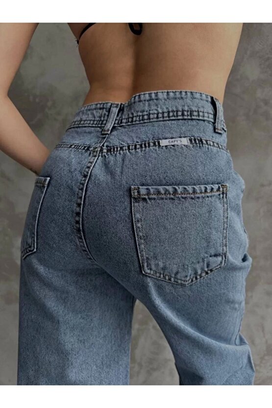 Kadın Palazzo Jeans Pantolon - Mavi