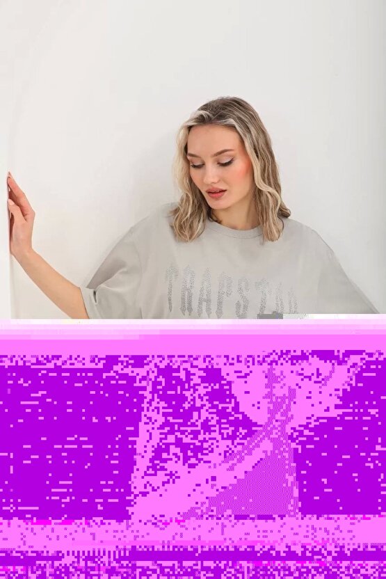 Unisex Oversize Baskılı Bisiklet Yaka T-Shirt - Siyah