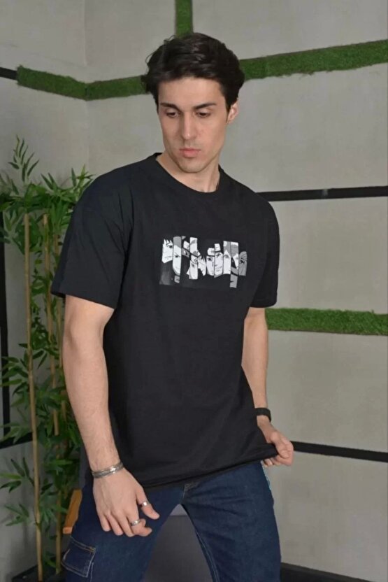 Unisex Baskılı Oversize T-Shirt - Beyaz