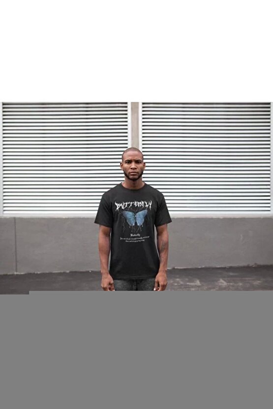 Unisex Oversize Baskılı Bisiklet Yaka T-Shirt - Bej