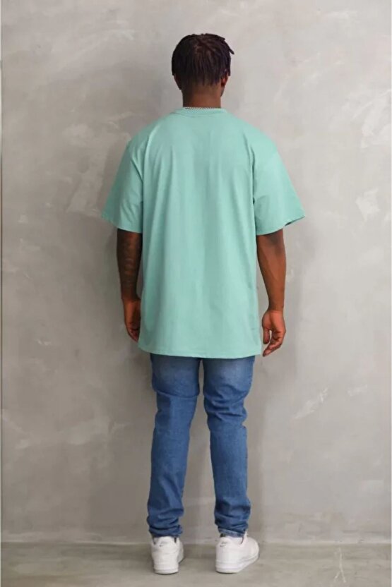 Moda Shop & Butik Unisex Baskılı Oversize T-shirt - Mint Yeşili