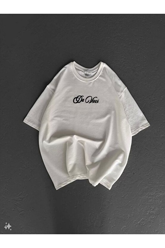 Unisex Baskılı Oversize T-Shirt - Beyaz