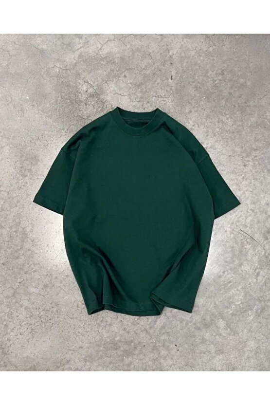 Myterrax Unisex Basic Bisiklet Yaka Oversize T-shirt - Haki