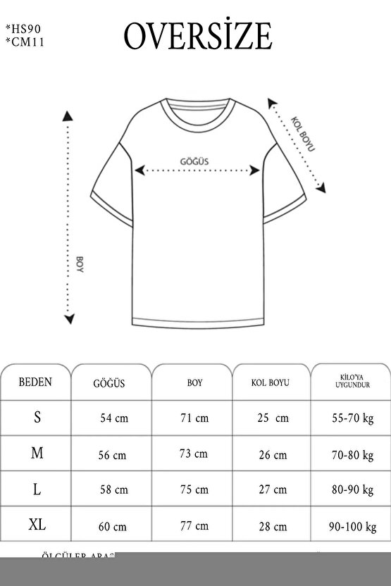 Unisex Baskılı Oversize T-Shirt - Gri