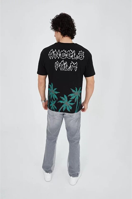 Moda Shop & Butik Erkek Baskılı Bisiklet Yaka T-shirt - Siyah