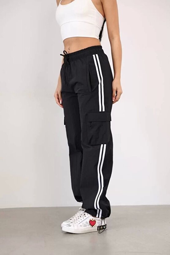 Paraşüt Kumaş Kargo Cepli Baggy Boru Ve Lastikli Paça Eşofman