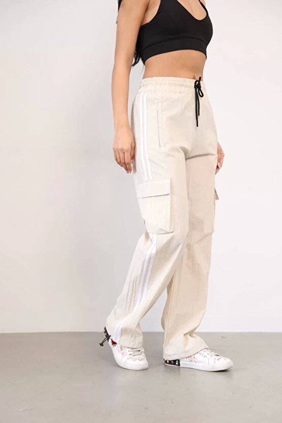 Paraşüt Kumaş Kargo Ceplı Baggy Kadın Pantolon Eşofman