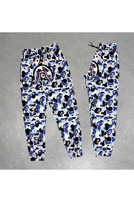 İki Iplik Mevsimlik Bape Nakişli Eşofman Pantolon - Gri