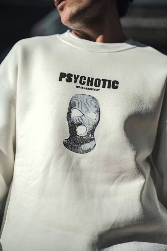 Kışlık Bisiklet Yaka Baskılı SweatShirt - Siyah