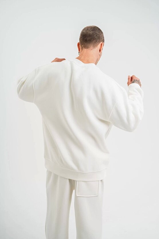 eyesof Uzun Kol Bisiklet Yaka Basic SweatShirt - Beyaz