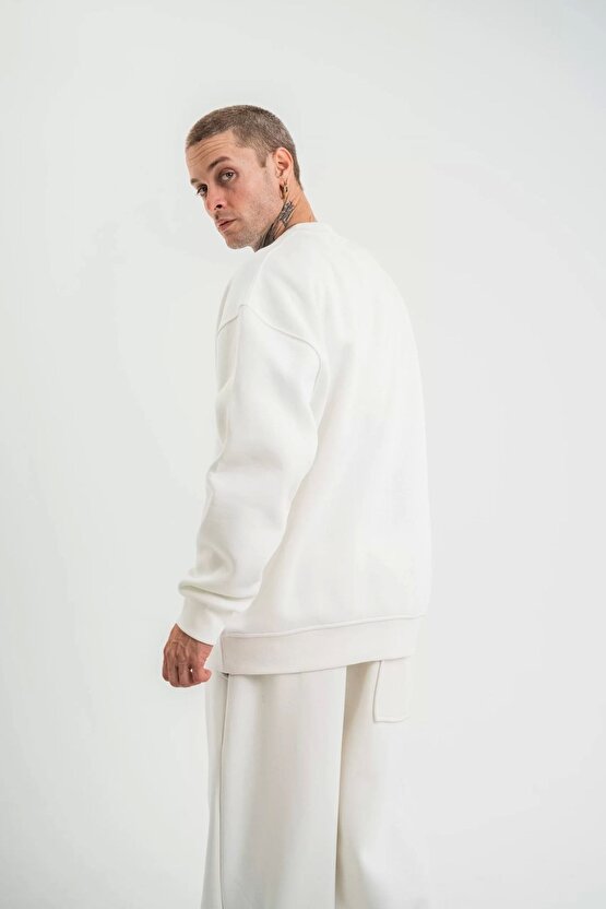 eyesof Uzun Kol Bisiklet Yaka Basic SweatShirt - Beyaz
