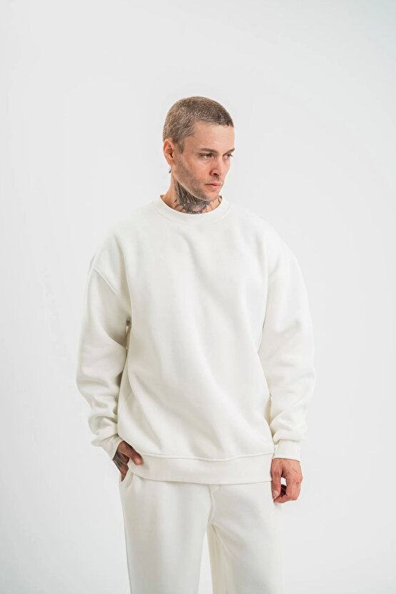 eyesof Uzun Kol Bisiklet Yaka Basic SweatShirt - Beyaz