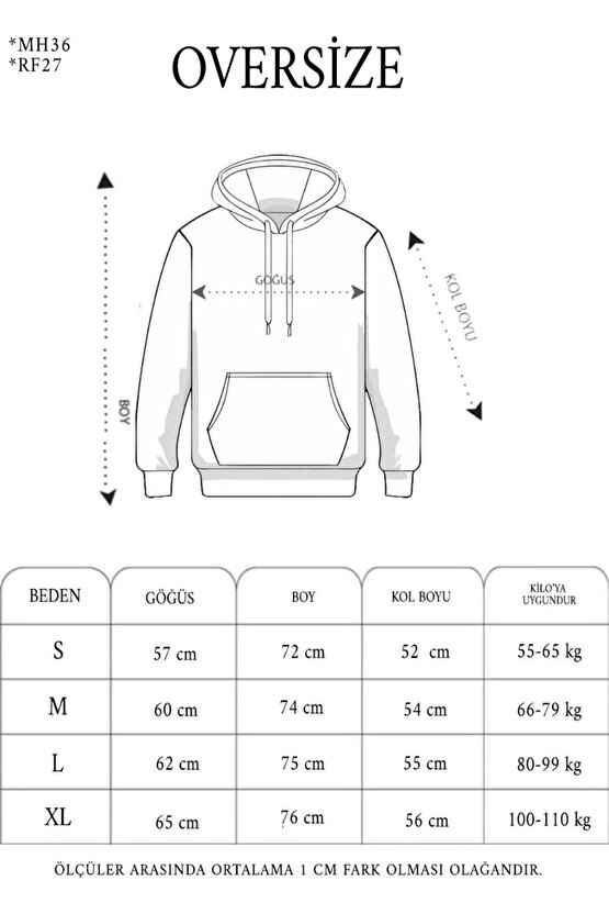 Unisex Üç İplik Kapşonlu Nakışlı SweatShirt - Siyah