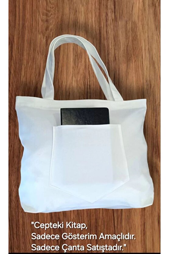 Unisex Piknik ve Deniz Cepli Fermuarlı Çanta - Beyaz