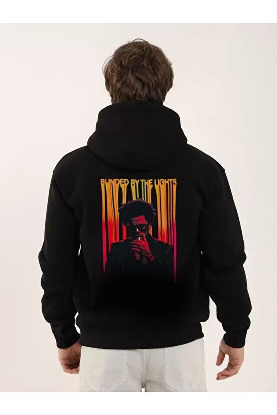 Gelirr Unisex Baskılı Oversize Üç Iplik Kapüşonlu Sweatshirt - Siyah