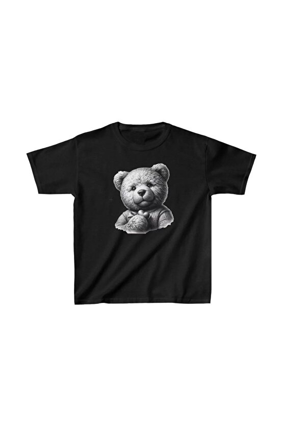 Unisex Çocuk Baskılı T-Shirt - Siyah