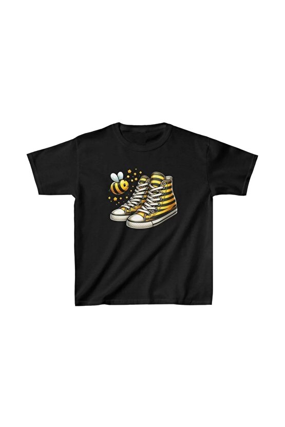Unisex Çocuk Baskılı T-Shirt - Siyah