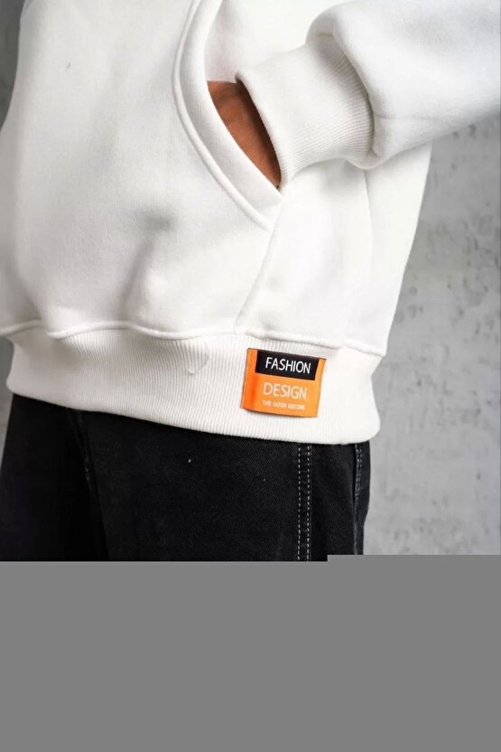Erkek Yarım Fermuarlı Üç İplik Sweatshirt - Siyah