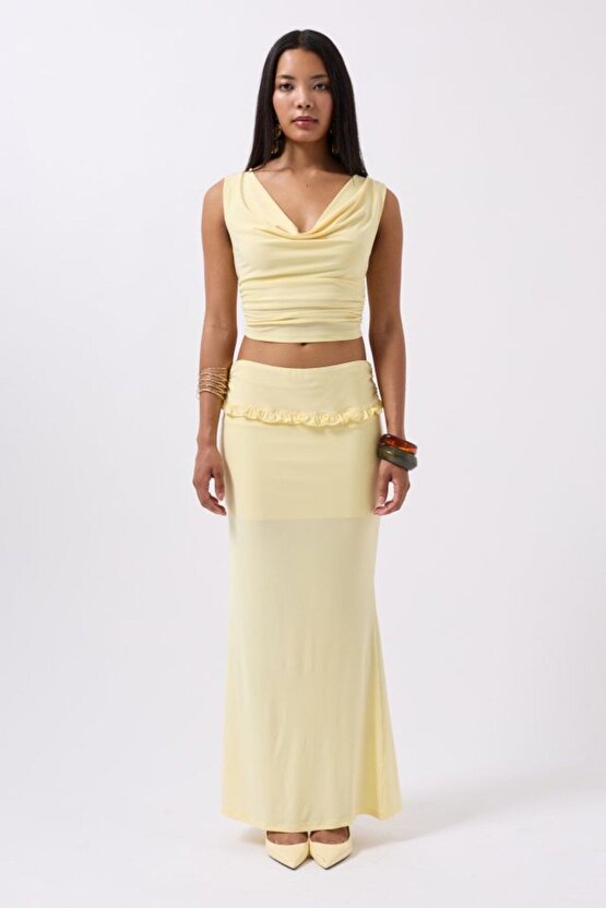 Moda Shop & Butik Katlama Bel Detay Maxi Etek