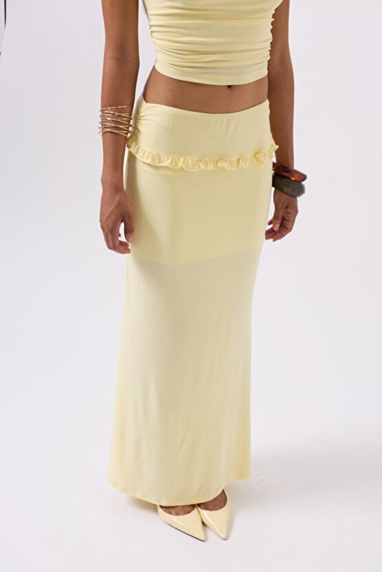 Moda Shop & Butik Katlama Bel Detay Maxi Etek
