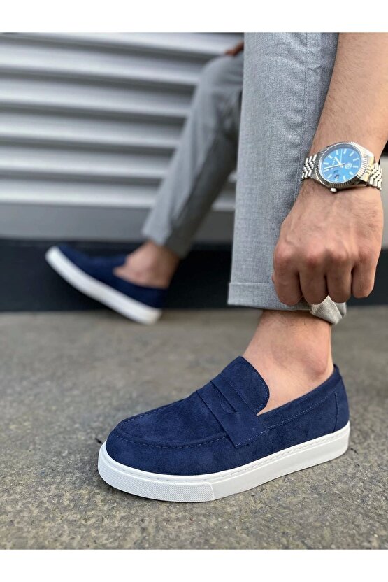 Jy180 Estilo X Bağcıksız Süet Erkek Günlük Spor Klasik Ayakkabı Sbt - Lacivert
