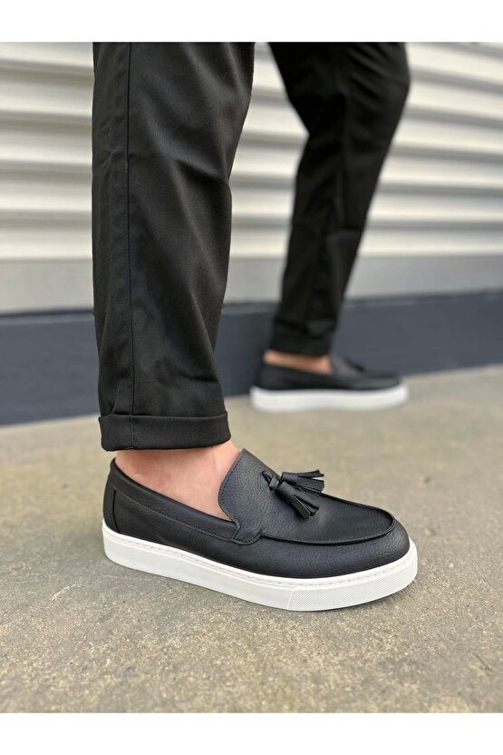 JY153 Bloom Bağcıksız Püsküllü Cilt Erkek Günlük Spor Klasik Ayakkabı CBT - Siyah