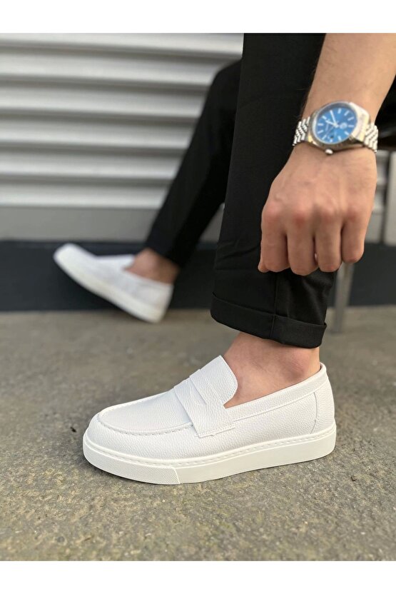 Jy180 Estilo X Bağcıksız Cilt Erkek Günlük Spor Klasik Ayakkabı Cbt - Beyaz