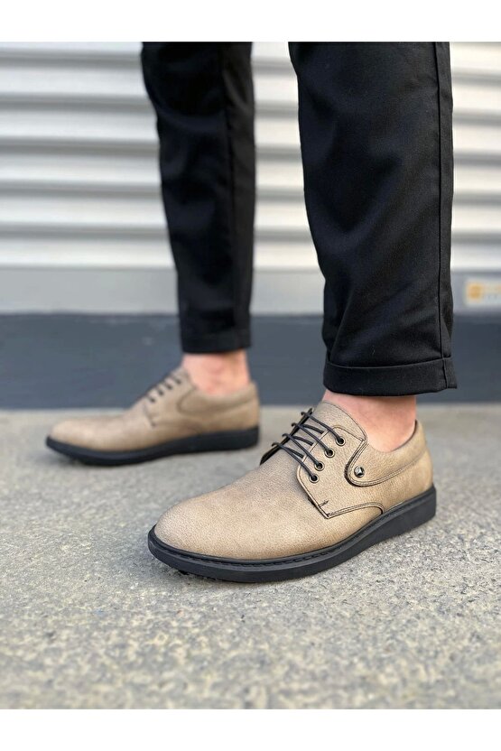 Jy0610 Clasico Bağcıklı Cilt Erkek Günlük Klasik Ayakkabı Cst - Gri