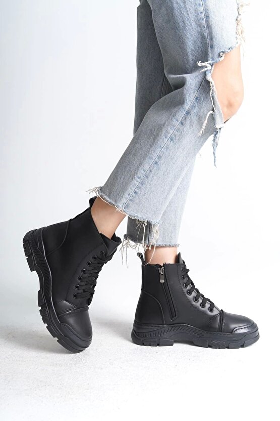 Bloom Bağcıklı Fermuarlı Ortopedik Tabankadın Bot Cst - Siyah