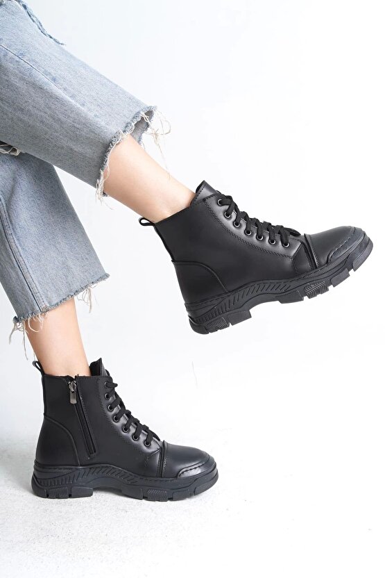 Bloom Bağcıklı Fermuarlı Ortopedik Tabankadın Bot Cst - Siyah