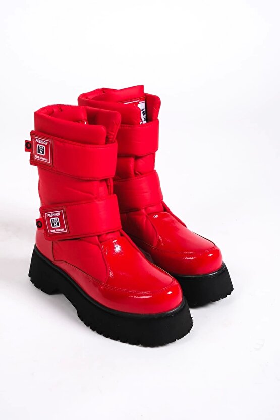 Elısa Cırt Cırtlı Paraşüt Kumaş Rugan Kadın Bot St - Kırmızı