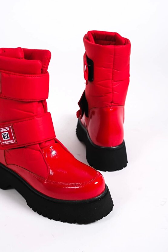 Elısa Cırt Cırtlı Paraşüt Kumaş Rugan Kadın Bot St - Kırmızı