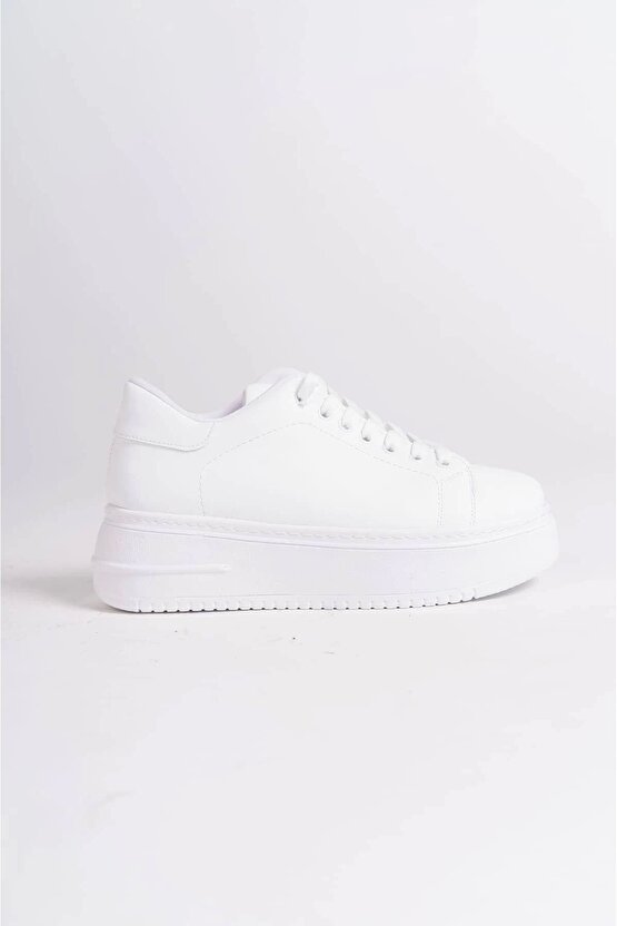 Bıana Bağcıklı Ortopedik Taban Kadın Sneaker Spor Ayakkabı Bt - Beyaz