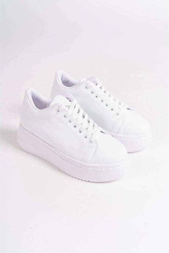 Bıana Bağcıklı Ortopedik Taban Kadın Sneaker Spor Ayakkabı Bt - Beyaz