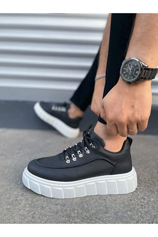 JY010 Cloud Bağcıklı Cilt Erkek Günlük Sneaker Ayakkabı CBT - Beyaz