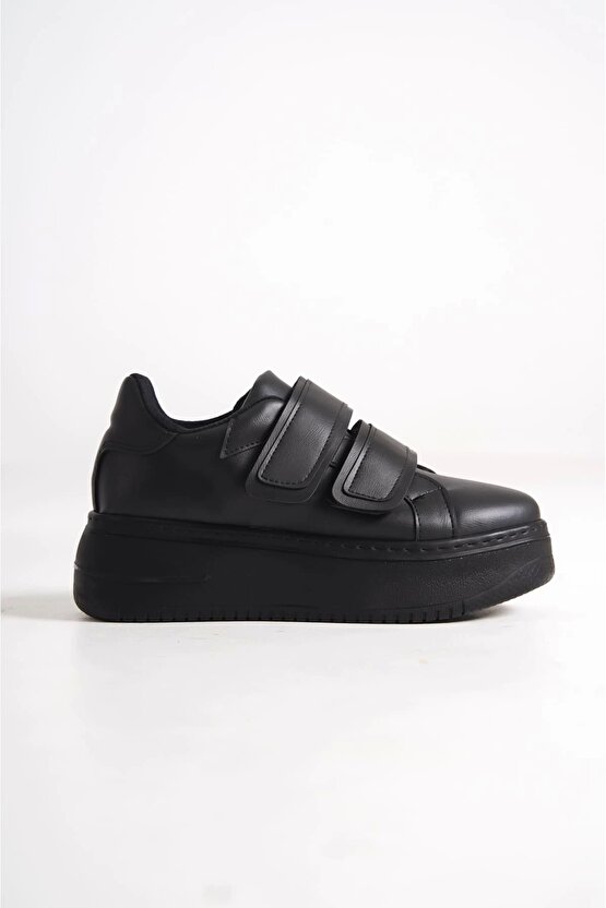Valencıa Bağcıksız Cırt Cırtlı Ortopedik Taban Kadın Sneaker Spor Ayakkabı Cst - Siyah