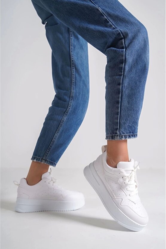 Alessı Bağcıklı Ortopedik Taban Kadın Sneaker Spor Ayakkabı Cbt - Beyaz