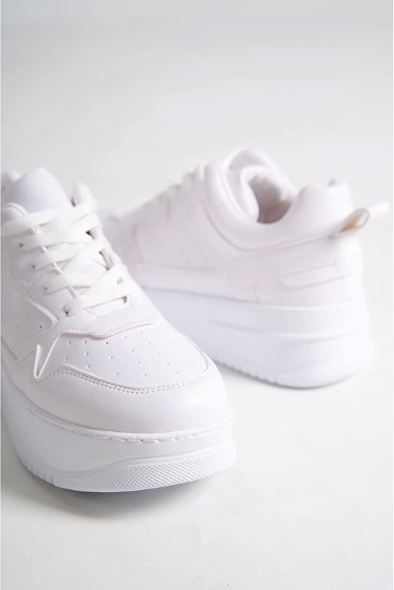 Alessı Bağcıklı Ortopedik Taban Kadın Sneaker Spor Ayakkabı Cbt - Beyaz