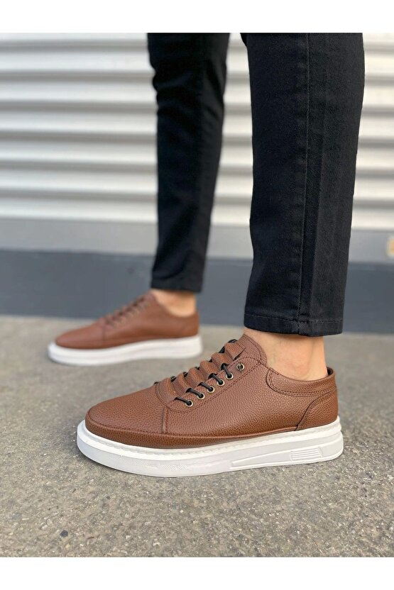 JY0535 Prime Bağcıklı Cilt Erkek Günlük Sneaker Ayakkabı CBT - Taba